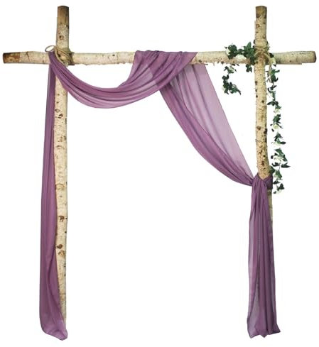 FANSU Chiffon Vorhang Hochzeit, Vorhang Hochzeitsbogen Querbehang Freihanddeko 70x600cm Deko Gardinen Querbehang Deko Vorhang Hochzeit für Zeremonie Geburtstag Party Babyparty (Lila)