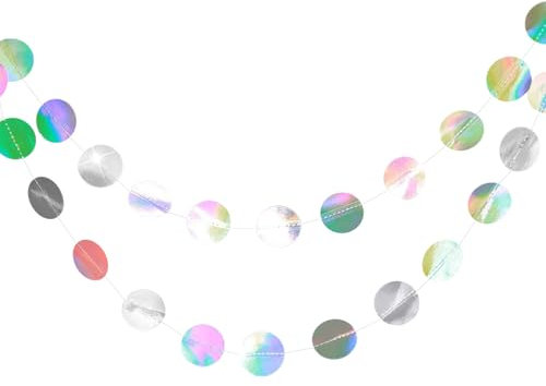 Guirnalda de círculos de Papel Brillante (2 Juegos), Decoracion Colgante Fiesta, para Bodas, Fiestas Cumpleaños, Navidad, Circle