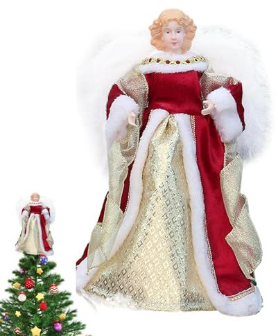 Weihnachtsbaumspitze Engel,Engel Baumspitze klein - Winterparty Engel Figur,Weihnachtsengel-Ornament, Engelsbaumspitze, Figur mit Flügeln für die Weihnachtsbaumdekoration