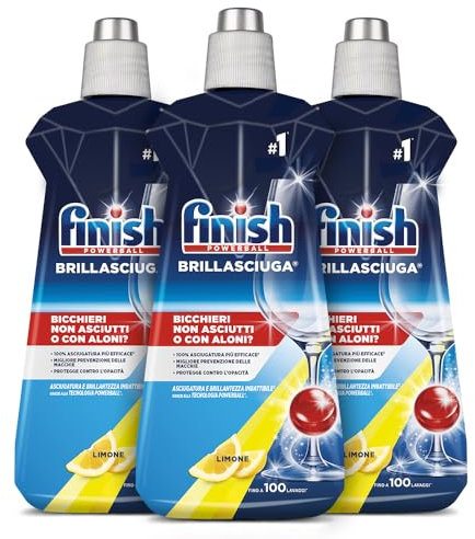 Finish Brillantante, Additivo Lavastoviglie al Limone, 500 ml (Confezione da 3)