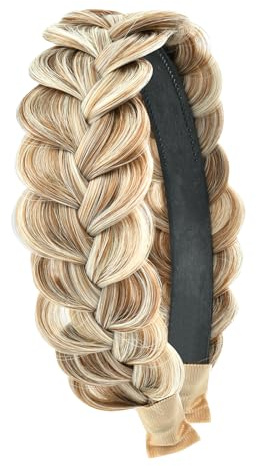 Haarreifen Geflochten,Hairband Braided Hairpiece,Geflochtenes Haarband,Damen Haarreif,Headband High Elasticity Braids Braided Hair Band Hairpiece for Girls Women (Gelb, Normal)
