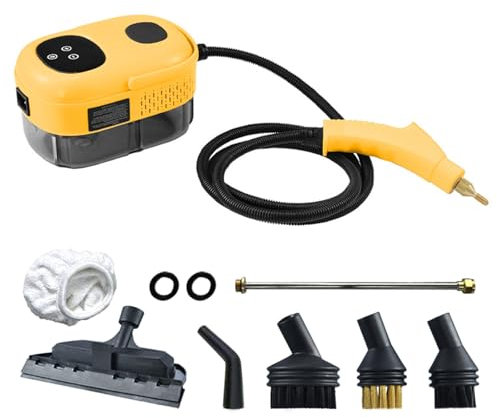 2500W Portable Steam Cleaner with 1100ml Water Tank, 6-Level Temp, High Pressure Steamer for Cleaning for mattress, Car Seats, Furniture, Upholstery, Kitchen, Bathroom, Tile(7 Accessories),Yellow