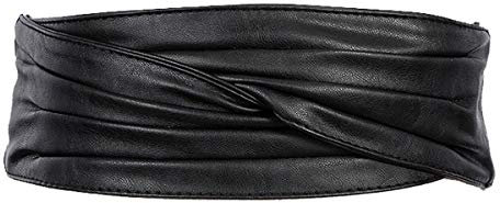 Kabelife Damen Wickelgürtel Bindegürtel Breit Gürtel Taillengürtel Hüftgürtel für Blusen Kleid Mantel (Schwarz)