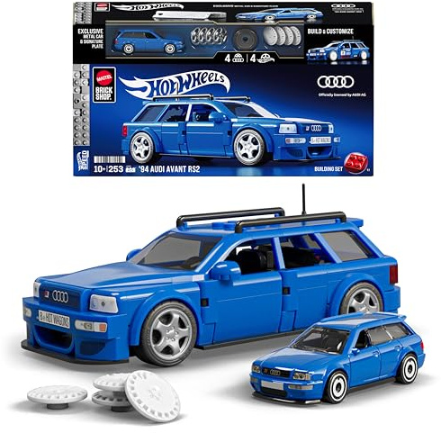 Mattel Brick Shop Hot Wheels Speed Series Building Set, ’94 Audi Avant RS2 with 253 Pieces, Realistic Details and Custom Decals, Adult Collectors and Kids Ages 10+