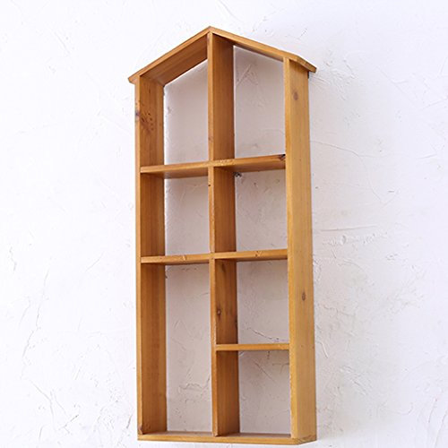 Holzregalsystem in Hausform, Wandregal mit 7 kleinen Fächern – Heimdekoration, Wandbehang, Aufbewahrung, Display-Organizer
