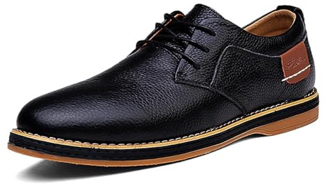 Unitysow Lace Up Shoes Mens Formal Dress Business Classic Casual Derby Shoes Comfortable Lightweight Non-Slip Leather Oxford Shoes,6111 Black,5.5 UK