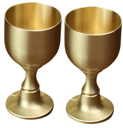 BESTYASH 2piezas Copa De Vino De Latón Decorativa Taza De Ofrenda Exquisita Para Budismo Accesorio Hogar Delicado Taza De Metal Para Mesa Multifunción Resistente Al Desgaste