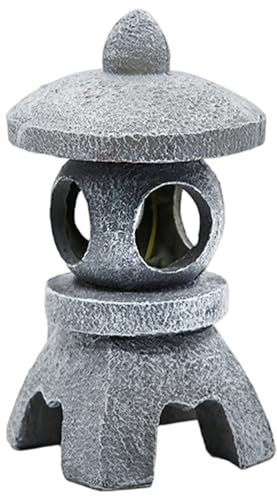 CGTQROVR Japanese Pagoda Statues Waterproof Solar Pagoda Lantern Decorative Japanese Stone Lantern for Garden Yard Lawn Balcony Patio Porch