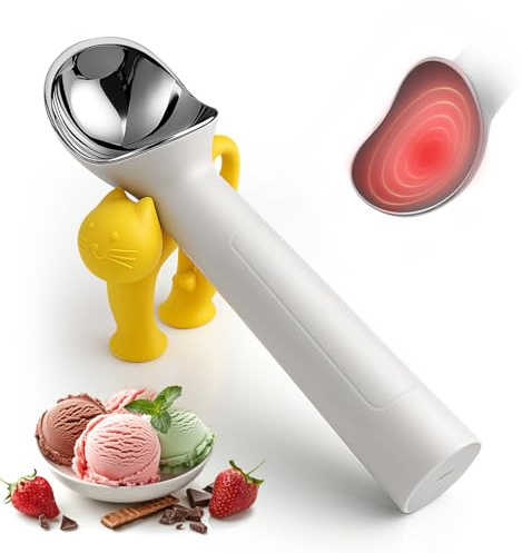 Cuillère à glace chauffante génération 2.0 – Chauffage rapide et légère rechargeable par USB pour crème glacée dure, chauffe jusqu'à 70 °C avec écran LED, étanchéité IP67, prise en main facile pour