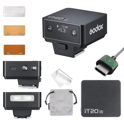 GODOX IT20 C TTL Mini Flash, IT20C Camera Flash with Spreader and Color Filter, Compatible with Canon EOS R RP R5 R6 R7 R5 Mark II R6 Mark II 90D 750D M50 M3 M6 Mark II