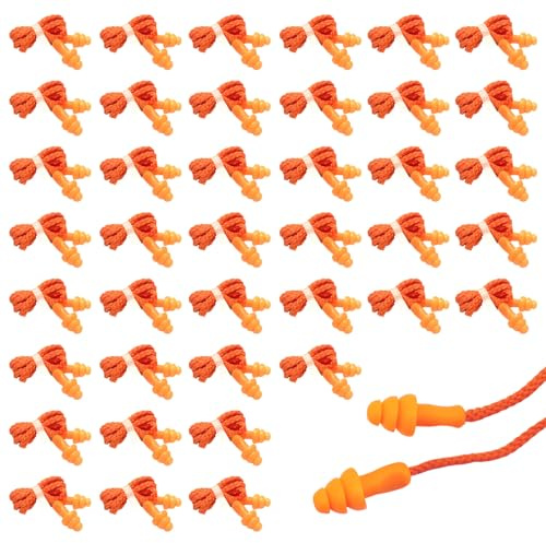 TUONYIS 40 Pares Naranja Tapones para Los Oídos de Silicona,Tapones de Reutilizables para los oídos con Cancelación de Ruido,para Adultos y Niños,para Dormir Estudiar Roncar Nadar y Viajar(Naranja)