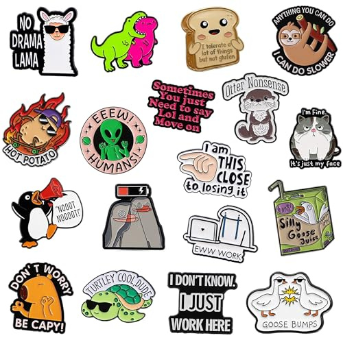 Sowpopy 20 Pcs Funny Enamel Pins Bulk, Cute Backpack Pins Cool Fun Badge Lapel Pins for Backpacks, Hats, Bags, Adults