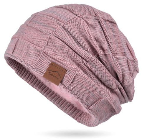 TYXHXTF Dammössa, stickad vintermössa, varm slouchy vintermössa med mjukt foder, beanie mössa för kallt väder
