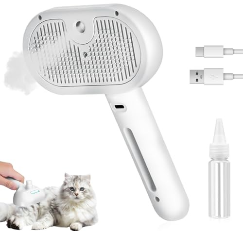 Cat Spray Brush with Steam, 3 in 1 Pet Grooming Brush with Steam and Spray, Magic Wand for Pet Hair, Removes Static Flying Hair for Cats and Dogs for Shedding and Grooming