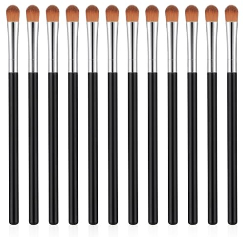 XLIUAX 12 Pcs Concealer Brush, Eyeshadow Brush Flat Concealer Brushes Small Eyeshadow Brushes Makeup Applicator for Brow Tools for Cream Liquid Shadows Blending Mini Eye Applicator Smudge