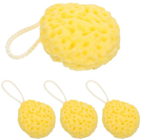 PENIKOKO 4 Pièces Éponge de Bain Exfoliante Maille Éponge Loofah pour Corps Fleur de Douche Alvéolée Gommage pour Douche Gommage pour Bain Douce