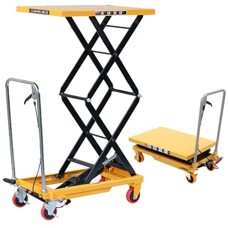 Carrello elevatore idraulico a forbice, con 4 ruote, cuscinetto antiscivolo, capacità 150 kg, ideale per magazzini e fabbriche per la movimentazione dei materiali