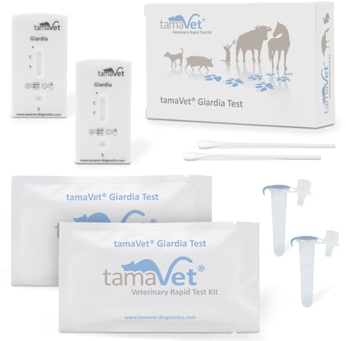 tamaVet 2X Giardien Schnelltest Hund & Katze - Sofortige Gewissheit über die Gesundheit Ihres Tieres bei Durchfall und Darmparasiten - Zum Nachweis von Giardia Antigenen in Tierkot