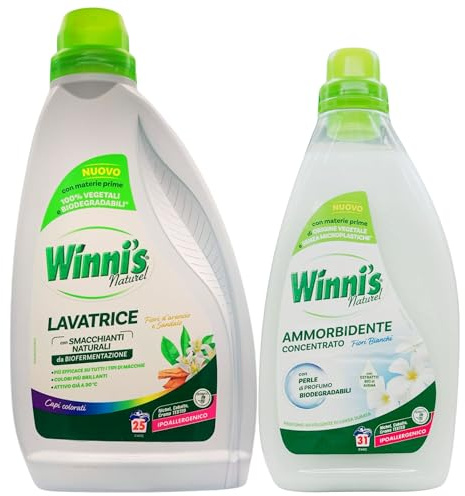 SET PER BUCATO: Detersivo Lavatrice, Per Capi Colorati, Con Smacchianti Naturali FIORI D'ARANCIO E SANDALO 1,125L + Ammorbidente Concentrato FIORI BIANCHI, Con Estratto Bio Di Avena 775ml