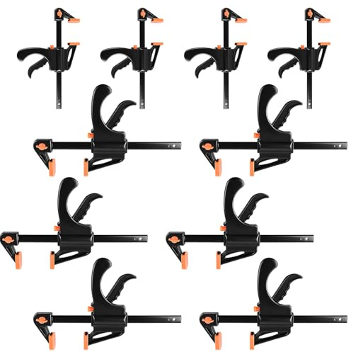 YAYODS 10 Stk. Einhandzwingen Set | 6x 160mm & 4x 100mm Spannweite Schnellspannzwinge | 2-in-1 Klemm- und Spreizfunktion | Gehärteter Stahl Schraubzwingen | Ideal für Holzarbeiten & Modellbau