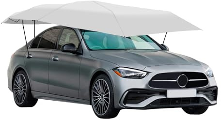 MIUKYUI Toldo hidráulico para techo de coche (Car Canopy) 4,6 x 2,3 m, extremadamente estable, con botones de seguridad hasta fuerza de viento 7 y cable antirrobo de fibra de vidrio y tela Oxford