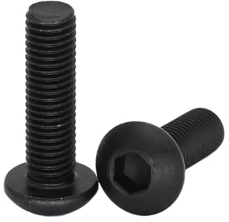 M7 1mm pas 12-60mm filetage GB7380 12.9 niveau nickelage noir Hexgaon douille bouton Pan tête ronde boulon vis(Black,6Pcs M7x1x25mm)