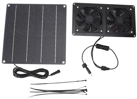Solar-Abluftventilator-Set, 15 W, monokristallines Silizium, solarbetrieben, Lüftungsventilator für Hühnerställe, Gewächshäuser, Schuppen, Haustierhäuser, Dachböden