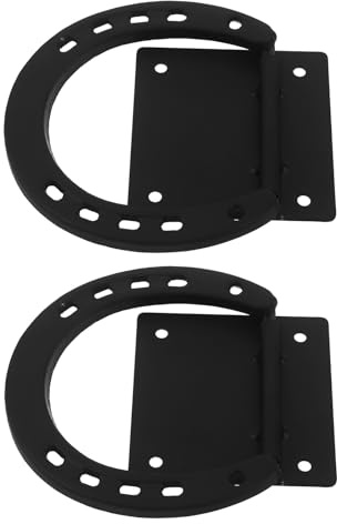 SOIMISS Anillos de Amarre para Caballos de Hierro Resistente 11x12,5x5,5 Cm 2 Piezas para Establos con Tornillos Montaje Fácil Suministros para Establos Caballos