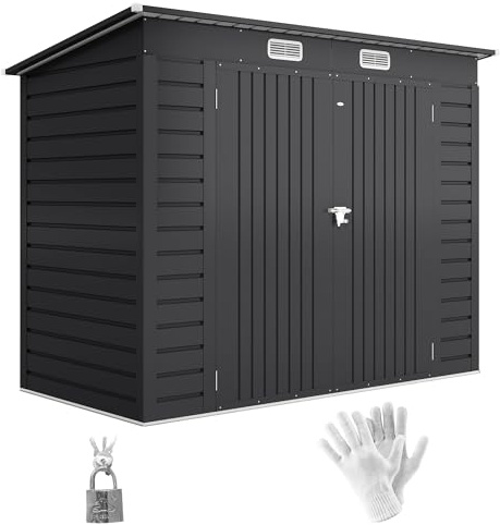 Outsunny Metall Gerätehaus 2,7 m² mit Pultdach 249x121x183cm Grau
