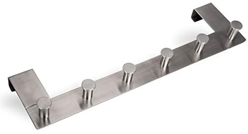 SOTECH 2 Stück Türgarderobe LINEA mit 6 Haken echt Edelstahl | Hakenleiste Garderobenhaken Türgarderobe