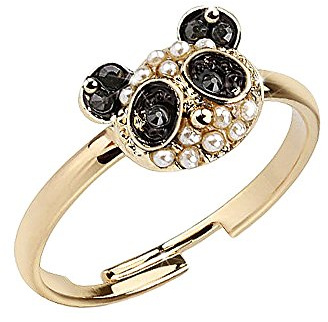 Piersando Zehenring & Fingerring verstellbar Gold plattiert Kristall Panda Bär