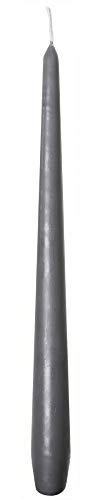 Sovie CANDLES Premium Spitzkerzen in GRAU, Ø 2,2 cm x 28 cm, 24 Stück, ca. 10 Std. Brenndauer, Tafelkerzen Tischkerzen Leuchterkerzen, Ideal für Feste, Catering & Events