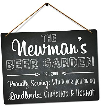 Personalised BEER GARDEN - Custom Name – Medium Twine | Printed Metal Wall Sign Plaque