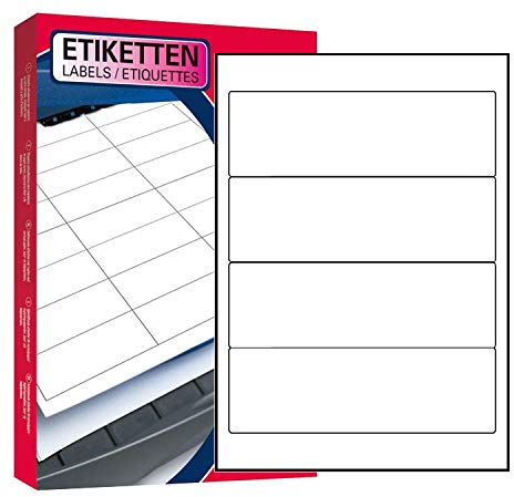 10 Blatt Drucker Ordner Universal Etiketten 192 x 61 mm Namensschild Selbstklebend DIN A4 (40 St. Etiketten) Adressetiketten Laser Copy Inkjet Hinweisschilder