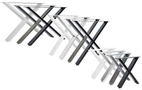 Natural Goods Berlin 2X Tischkufen X-Form - Tischbeine Metall - Tischgestell Outdoor Industrial Design - Tischfüße Metall - Stahl Möbelfüße - Möbelkufen für Esstisch, Schreibtischfüße - B85 x H72cm