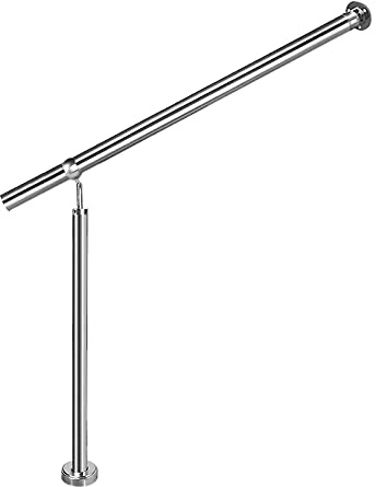 UISEBRT Edelstahl Eingangsgeländer Treppengeländer Handlauf Geländer für Innen Außen Treppen Wandhandlauf mit 1 Pfosten (180 cm)
