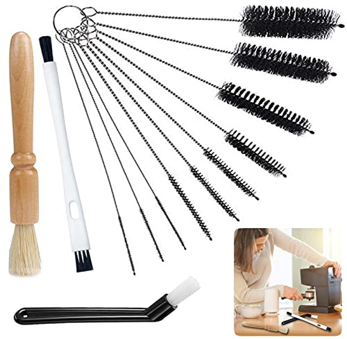 13pcs Kaffee Reinigungsbürste Espresso Reinigungspinsel Siebträger Reinigungsbürste Kaffeemühle Reinigungsbürste Kaffeemaschine Pinselreiniger Strohhalm Bürste Set für Kaffee Getreide Home Küche