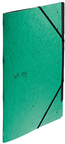 Leitz VON Leitz 5er Pack Ordnungsmappe A4 mit 6 Fächern, Karton, Projektmappe, Mit Registern und Gummibandverschluss, Für Schule, Studium & Zuhause,Grün, 30140055