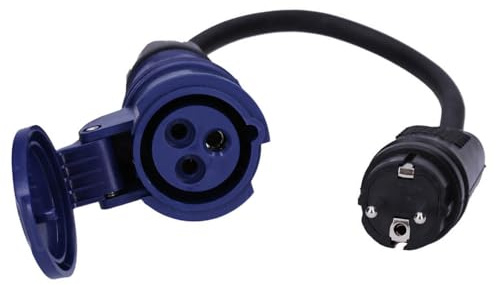 Voxura CEE-Adapterleitung Schutzkontakt-Stecker CEE-Kupplung Schutzkappe Camping Caravan Wohnmobil Wohnwagen Boot Stromkabel Außenbereich 3-polig 230V 16A H07RN-F 3x2,5 IP44 0,5m