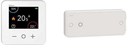 Schneider Electric - Wiser - Thermostat d'ambiance connecté Liaison zigbee 2,4GHz - CCTFR6400 & - Wiser - actionneur de Chauffage électrique - 16A - Fil Pilote - CCTFR6700