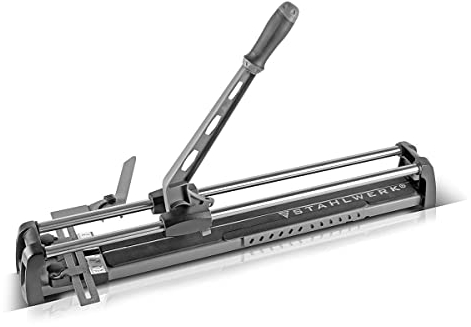 STAHLWERK Profi Fliesenschneider mit 600 mm Schnittlänge und 14 mm Schneidstärke, Handfliesenschneider/Fliesenschneidemaschine zum Trennen von Keramikfliesen