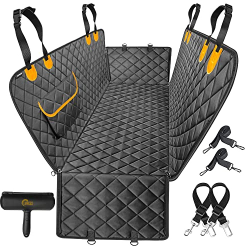 LAYGES Funda Asiento Coche Perro Antideslizante, Impermeable y Resiste arañazos-Proctector Asiento Coche Perro para Viajes con tu Mascota + quitapelos para Mascotas+2 Cinturones de Seguridad