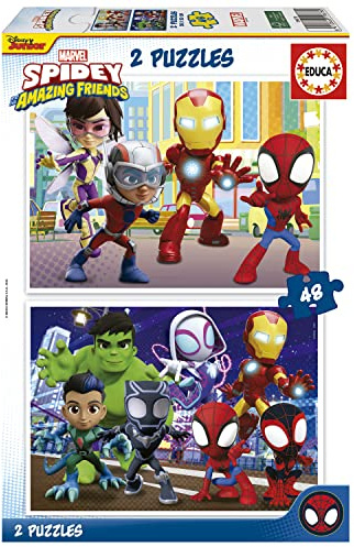 Educa - Kinderpuzzle Spidey und Seine Super-Freunde | 2x48 Teile Puzzleset | Spiderman, Marvel Superhelden | ab 4 Jahren (19678)