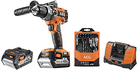 AEG - Trapano a percussione compatto 18 V, 2 batterie 4 Ah, caricabatterie, custodia - BSB18C2BL-402TB