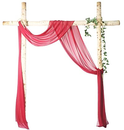 Yurosiay Hochzeitsbogen Deko Chiffon Vorhang Hochzeit Romantisch Tüll Fotovorhang Freihandbogen Querbehang Deko Drapierstoff Hochzeit für Fotografie Party Geburtstag 600 x 70 cm Rot
