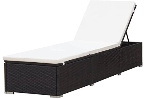 vidaXL Tumbona con cojín ratán sintético marrón, Tumbona reclinable, Cama de salón, Tumbona de jardín, salón Exterior, sofá Cama, Tumbona de Patio