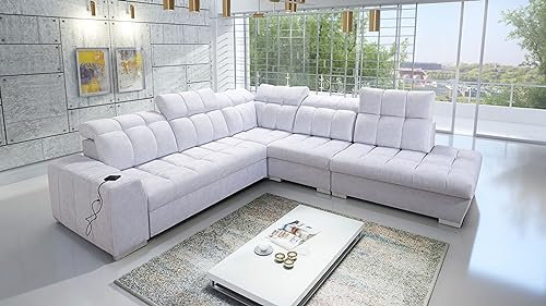 All4All Ecksofa mit Schlaffunktion Piaggio IX - 285x300cm - Sofa mit Bettkasten - Schlafsofa L-Form - Eckcouch - Couch - Sofaeck - Bett - Wohnzimmer - Terra 80 Seite Rechts 26