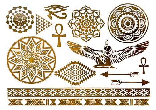 Temporary Ägyptisches Gold Tattoo Metallic Fake Tattoo 330b