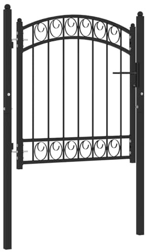 vidaXL Zauntor EMMEN mit Bogenabschluss Stahl 100 x 86 cm Schwarz