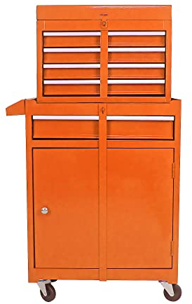 SPOFLYINN Werkzeug-Organizer mit 5 Schubladen und Rollen, Unterschrank, verstellbares Regal, Werkzeug-Trolle